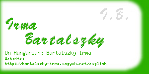 irma bartalszky business card